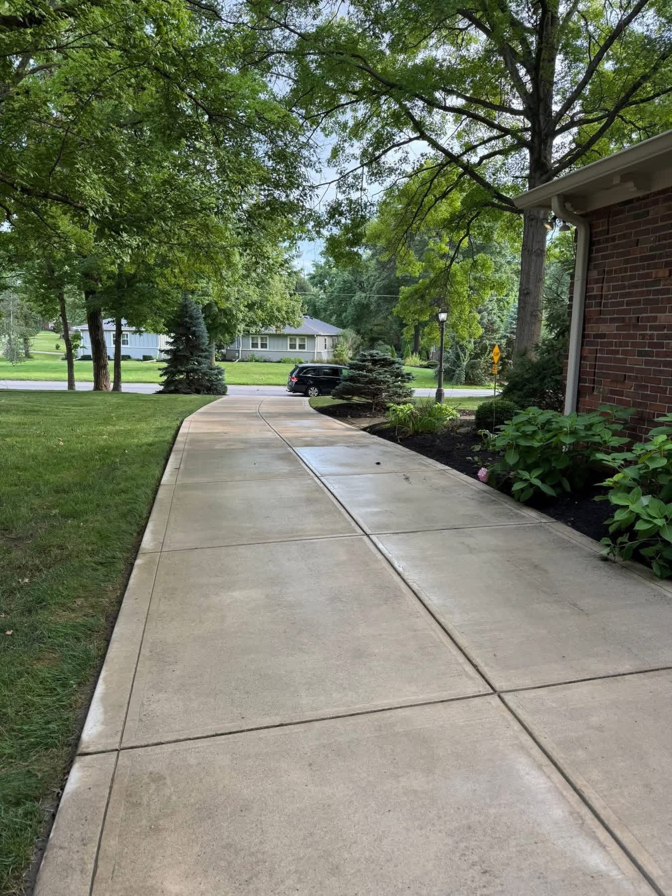 Cleanly pressure-washed walkway